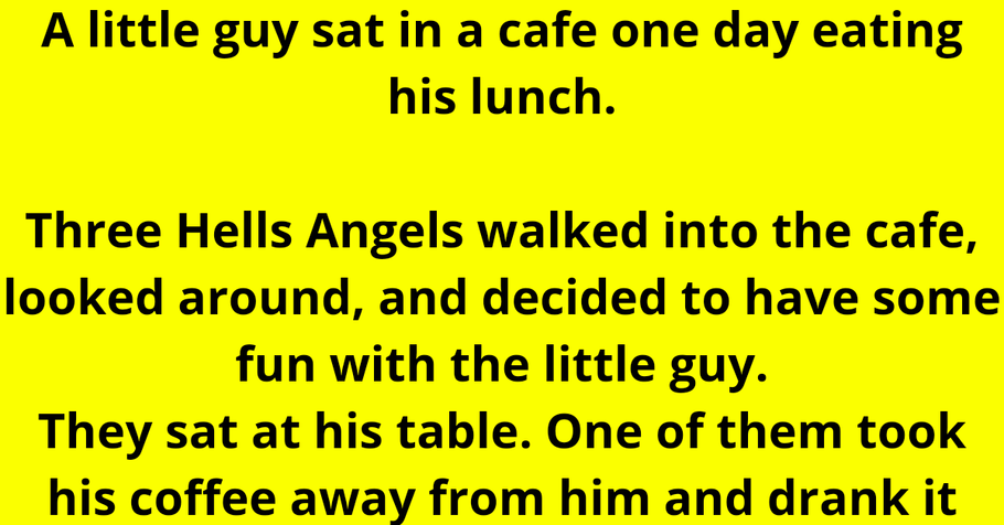 A little guy sat in a cafe one day eating his lunch.
